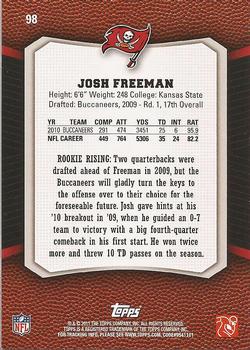 2011 Topps Rising Rookies #98 Josh Freeman Back