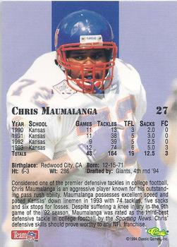 1994 Classic NFL Draft - Gold #27 Chris Maumalanga Back