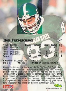 1994 Classic NFL Draft - Gold #57 Rob Fredrickson Back