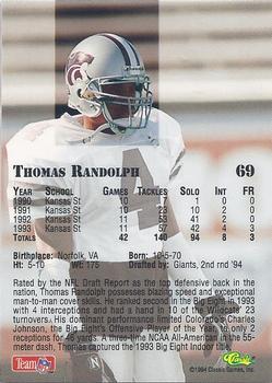 1994 Classic NFL Draft - Gold #69 Thomas Randolph Back
