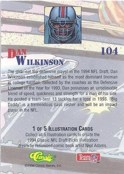 1994 Classic NFL Draft - Gold #104 Dan Wilkinson Back
