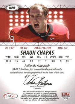 2011 SAGE HIT - Autographs Gold #29 Shaun Chapas Back