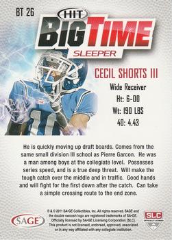 2011 SAGE HIT - Big Time #BT26 Cecil Shorts III Back