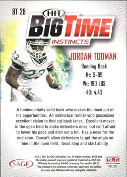 2011 SAGE HIT - Big Time #BT28 Jordan Todman Back