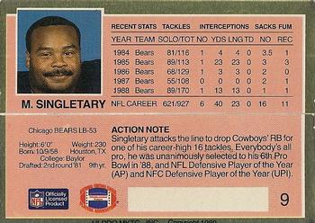 1989 Action Packed Test #9 Mike Singletary Back