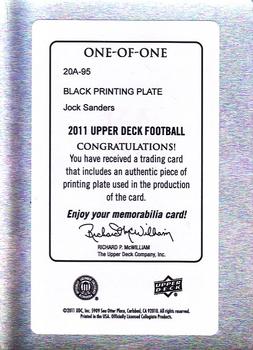 2011 Upper Deck - 20th Anniversary Printing Plates Black #20A-95 Jock Sanders Back