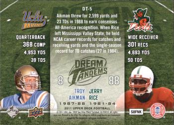 2011 Upper Deck - Dream Tandems #DT-5 Jerry Rice / Troy Aikman Back