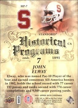 2011 Upper Deck - Historical Programs #HP-7 John Elway Back