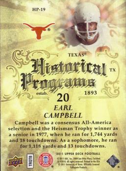 2011 Upper Deck - Historical Programs #HP-19 Earl Campbell Back