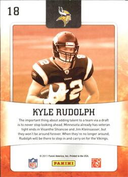 2011 Score - Hot Rookies Glossy #18 Kyle Rudolph Back