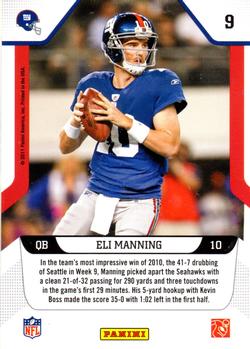 2011 Score - Millennium Men #9 Eli Manning Back