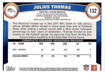 2011 Topps #132 Julius Thomas Back