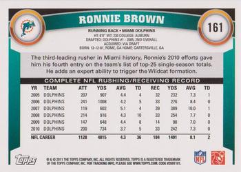2011 Topps #161 Ronnie Brown Back