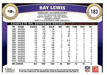 2011 Topps #183 Ray Lewis Back