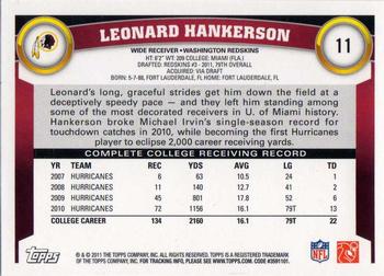 2011 Topps #11 Leonard Hankerson Back