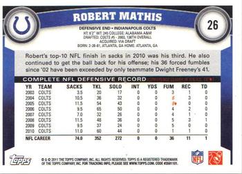 2011 Topps #26 Robert Mathis Back