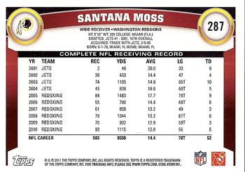 2011 Topps #287 Santana Moss Back