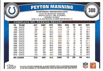 2011 Topps #300 Peyton Manning Back