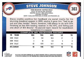 2011 Topps #303 Steve Johnson Back