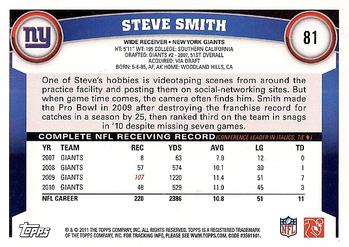 2011 Topps #81 Steve Smith Back
