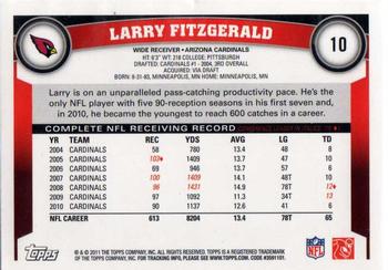 2011 Topps #10 Larry Fitzgerald Back