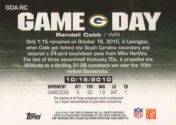 2011 Topps - Game Day Autographs #GDA-RC Randall Cobb Back
