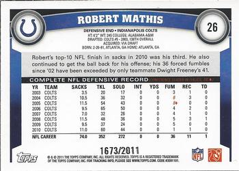 2011 Topps - Gold #26 Robert Mathis Back