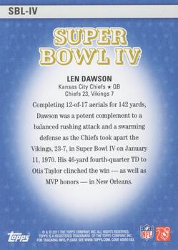2011 Topps - Super Bowl Legends #SBL-IV Len Dawson Back