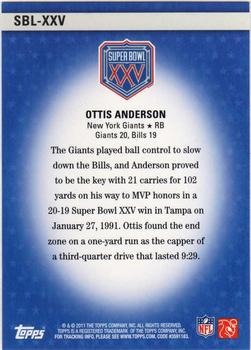 2011 Topps - Super Bowl Legends #SBL-XXV Ottis Anderson Back