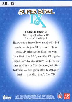 2011 Topps - Super Bowl Legends #SBL-IX Franco Harris Back