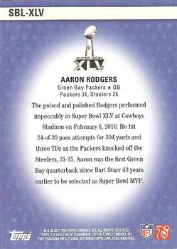 2011 Topps - Super Bowl Legends #SBL-XLV Aaron Rodgers Back