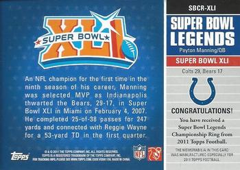 2011 Topps - Super Bowl Legends Ring Relic #SBCR-XLI Peyton Manning Back