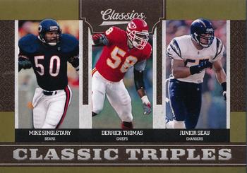 2010 Panini Classics - Classic Triples Gold #6 Mike Singletary / Derrick Thomas / Junior Seau  Front