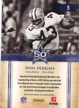 2010 Panini Classics - Cowboys 50th Anniversary #5 Don Perkins Back