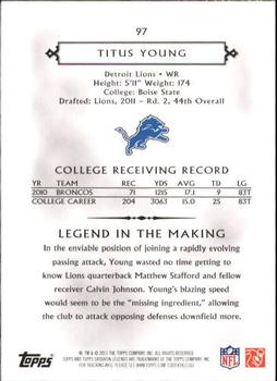 2011 Topps Gridiron Legends #97 Titus Young Back