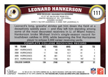 2011 Topps Chrome #111 Leonard Hankerson Back
