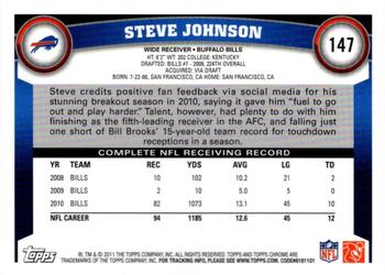2011 Topps Chrome #147 Steve Johnson Back