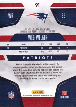 2011 Panini Certified #91 Wes Welker Back