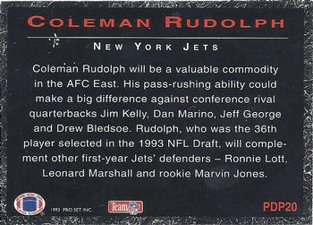 1993 Pro Set Power - Draft Picks Gold #PDP20 Coleman Rudolph Back