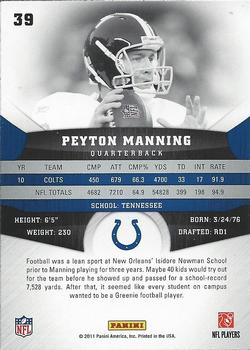 2011 Panini Gridiron Gear #39 Peyton Manning Back