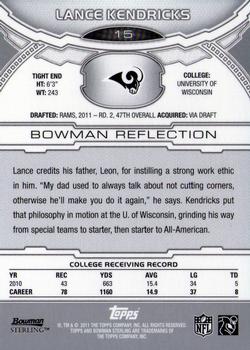 2011 Bowman Sterling #15 Lance Kendricks Back