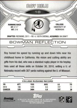 2011 Bowman Sterling #18 Roy Helu Back