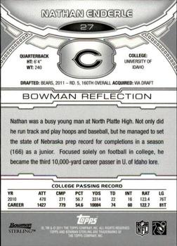 2011 Bowman Sterling #27 Nathan Enderle Back