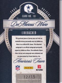 2010 Panini Limited - America's Team Threads Autographs Prime #10 DeMarcus Ware Back
