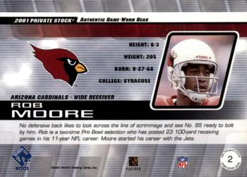 2001 Pacific Private Stock - Game Worn Gear #2 Rob Moore Back