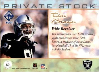 2001 Pacific Private Stock - Gold Framed #69 Tim Brown Back