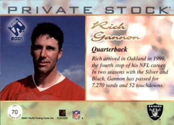 2001 Pacific Private Stock - Silver Framed #70 Rich Gannon Back