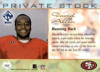 2001 Pacific Private Stock - Silver Framed #162 David Allen Back