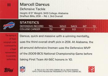 2011 Topps Precision #111 Marcell Dareus Back