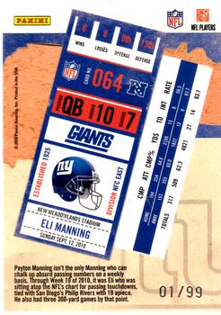 2010 Playoff Contenders - Playoff Ticket #064 Eli Manning  Back